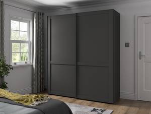 Armoire à portes coulissantes Marlow Graphite - Largeur : 150 cm - Sans portes miroir