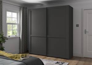 Armoire à portes coulissantes Marlow Graphite - Largeur : 200 cm - Sans portes miroir