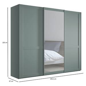 Schwebetürenschrank Marlow Lindgrün - Breite: 250 cm - 1 Spiegeltür