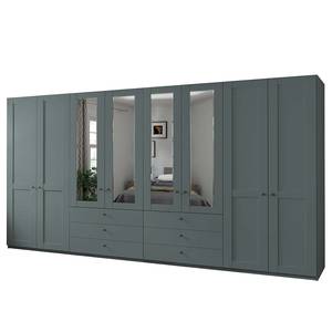 Armoire Marlow avec tiroirs Vert pâle - Largeur : 400 cm - Porte avec miroir sur la gauche - 4 miroir