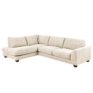 Ecksofa Renera mit Ottomane Chenille Leyla: Creme - Ottomane davorstehend links