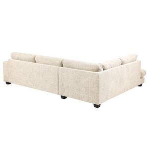 Ecksofa Renera mit Ottomane Chenille Leyla: Creme - Ottomane davorstehend links