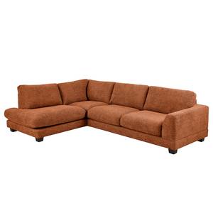 Ecksofa Renera mit Ottomane Chenille Leyla: Terracotta - Ottomane davorstehend links