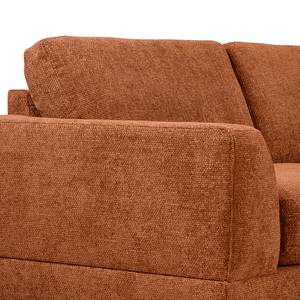 Ecksofa Renera mit Ottomane Chenille Leyla: Terracotta - Ottomane davorstehend rechts