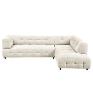 Ecksofa Ginzo mit Ottomane Chenille Gelia: Creme - Ottomane davorstehend rechts