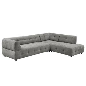 Ecksofa Ginzo mit Ottomane Chenille Gelia: Grau - Ottomane davorstehend rechts