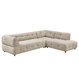 Ecksofa Ginzo mit Ottomane Chenille Gelia: Taupe - Ottomane davorstehend rechts