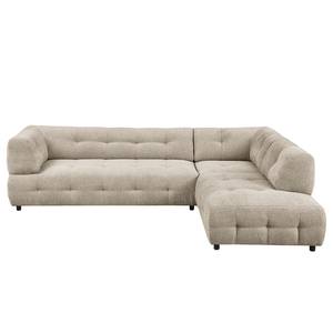 Ecksofa Ginzo mit Ottomane Chenille Gelia: Taupe - Ottomane davorstehend rechts