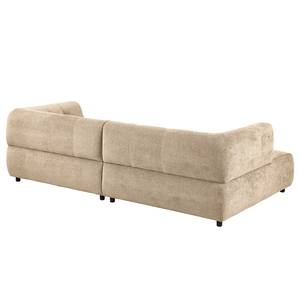 Ecksofa Ginzo mit Longchair Webstoff Stormy: Beige - Longchair davorstehend links