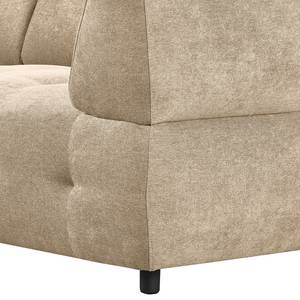 Hoekbank Ginzo met chaise longue Geweven stof Stormy: Beige - Longchair vooraanzicht links