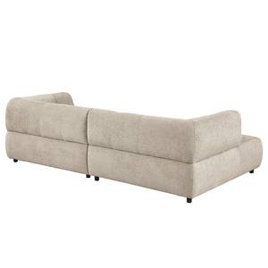 Hoekbank Ginzo met chaise longue Chenille Gelia: Taupe - Longchair vooraanzicht links