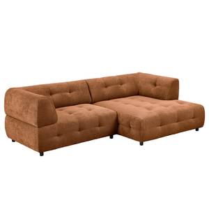 Ecksofa Ginzo mit Longchair Webstoff Stormy: Rostbraun - Longchair davorstehend rechts