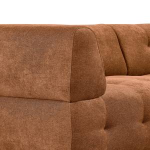 Ecksofa Ginzo mit Longchair Webstoff Stormy: Rostbraun - Longchair davorstehend rechts