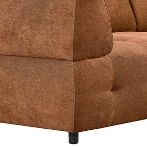 Hoekbank Ginzo met chaise longue Geweven stof Stormy: Roestbruin - Longchair vooraanzicht rechts