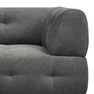 Hoekbank Ginzo met chaise longue Geweven stof Stormy: Donkergrijs - Longchair vooraanzicht links