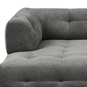 Hoekbank Ginzo met chaise longue Geweven stof Stormy: Donkergrijs - Longchair vooraanzicht links