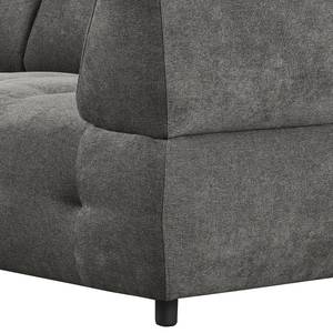 Hoekbank Ginzo met chaise longue Geweven stof Stormy: Donkergrijs - Longchair vooraanzicht links