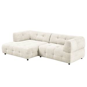 Ecksofa Ginzo mit Longchair Chenille Gelia: Creme - Longchair davorstehend links