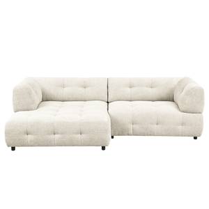 Ecksofa Ginzo mit Longchair Chenille Gelia: Creme - Longchair davorstehend links