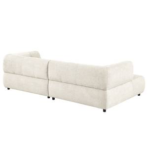 Hoekbank Ginzo met chaise longue Chenille Gelia: Crèmekleurig - Longchair vooraanzicht links