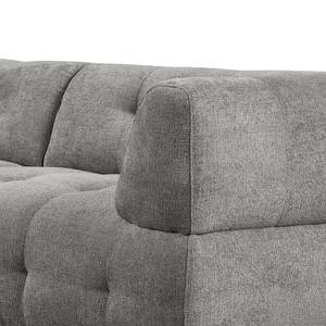 Ecksofa Ginzo mit Longchair Chenille Gelia: Grau - Longchair davorstehend links