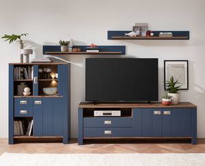 Wohnwand Haglund 4-teilig - Highboard Inkl. Beleuchtung - Brilliantblau