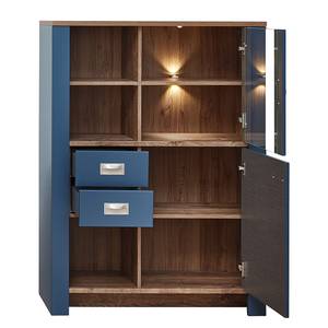 Wohnwand Haglund 4-teilig - Highboard Inkl. Beleuchtung - Brilliantblau