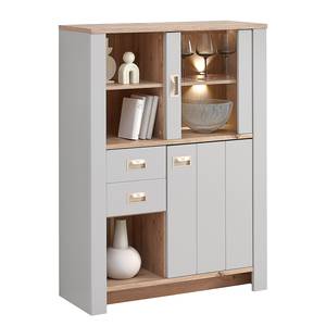 Wohnwand Haglund 4-teilig - Highboard Inkl. Beleuchtung - Lichtgrau