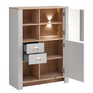 Wohnwand Haglund 4-teilig - Highboard Inkl. Beleuchtung - Lichtgrau