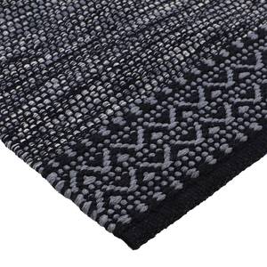 Tappeto a pelo corto Kelim Mia Cotone - Reversibile - Nero - 140 x 200 cm