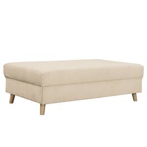 Ecksofa Meyford Cordstoff Lola: Creme - Ottomane davorstehend rechts - Mit Hocker