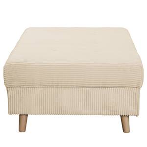 Ecksofa Meyford Cordstoff Lola: Creme - Ottomane davorstehend rechts - Mit Hocker