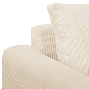 Ecksofa Meyford Cordstoff Lola: Creme - Ottomane davorstehend rechts - Mit Hocker