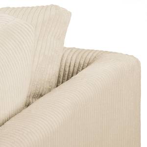 Ecksofa Meyford Cordstoff Lola: Creme - Ottomane davorstehend rechts - Mit Hocker