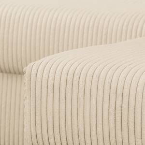 Ecksofa Meyford Cordstoff Lola: Creme - Ottomane davorstehend rechts - Mit Hocker