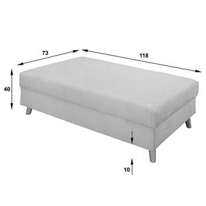 Ecksofa Meyford Cordstoff Lola: Creme - Ottomane davorstehend rechts - Mit Hocker