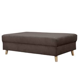 Ecksofa Meyford Cordstoff Lola: Espresso - Ottomane davorstehend links - Mit Hocker