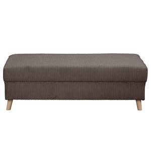 Ecksofa Meyford Cordstoff Lola: Espresso - Ottomane davorstehend links - Mit Hocker