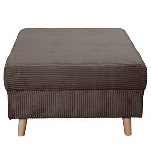 Ecksofa Meyford Cordstoff Lola: Espresso - Ottomane davorstehend links - Mit Hocker