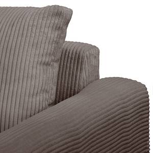 Ecksofa Meyford Cordstoff Lola: Espresso - Ottomane davorstehend links - Mit Hocker