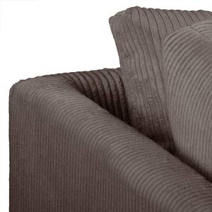 Ecksofa Meyford Cordstoff Lola: Espresso - Ottomane davorstehend links - Mit Hocker