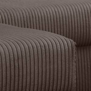 Ecksofa Meyford Cordstoff Lola: Espresso - Ottomane davorstehend links - Mit Hocker