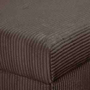 Ecksofa Meyford Cordstoff Lola: Espresso - Ottomane davorstehend links - Mit Hocker