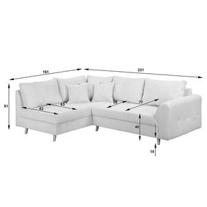 Ecksofa Meyford Cordstoff Lola: Espresso - Ottomane davorstehend links - Mit Hocker