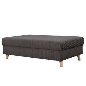 Ecksofa Meyford Cordstoff Lola: Grau - Ottomane davorstehend links - Mit Hocker