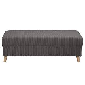 Ecksofa Meyford Cordstoff Lola: Grau - Ottomane davorstehend links - Mit Hocker