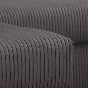 Ecksofa Meyford Cordstoff Lola: Grau - Ottomane davorstehend links - Mit Hocker