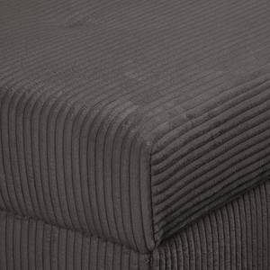 Ecksofa Meyford Cordstoff Lola: Grau - Ottomane davorstehend links - Mit Hocker