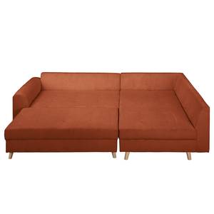 Ecksofa Meyford Cordstoff Lola: Kupfer - Ottomane davorstehend rechts - Mit Hocker