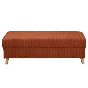 Ecksofa Meyford Cordstoff Lola: Kupfer - Ottomane davorstehend rechts - Mit Hocker